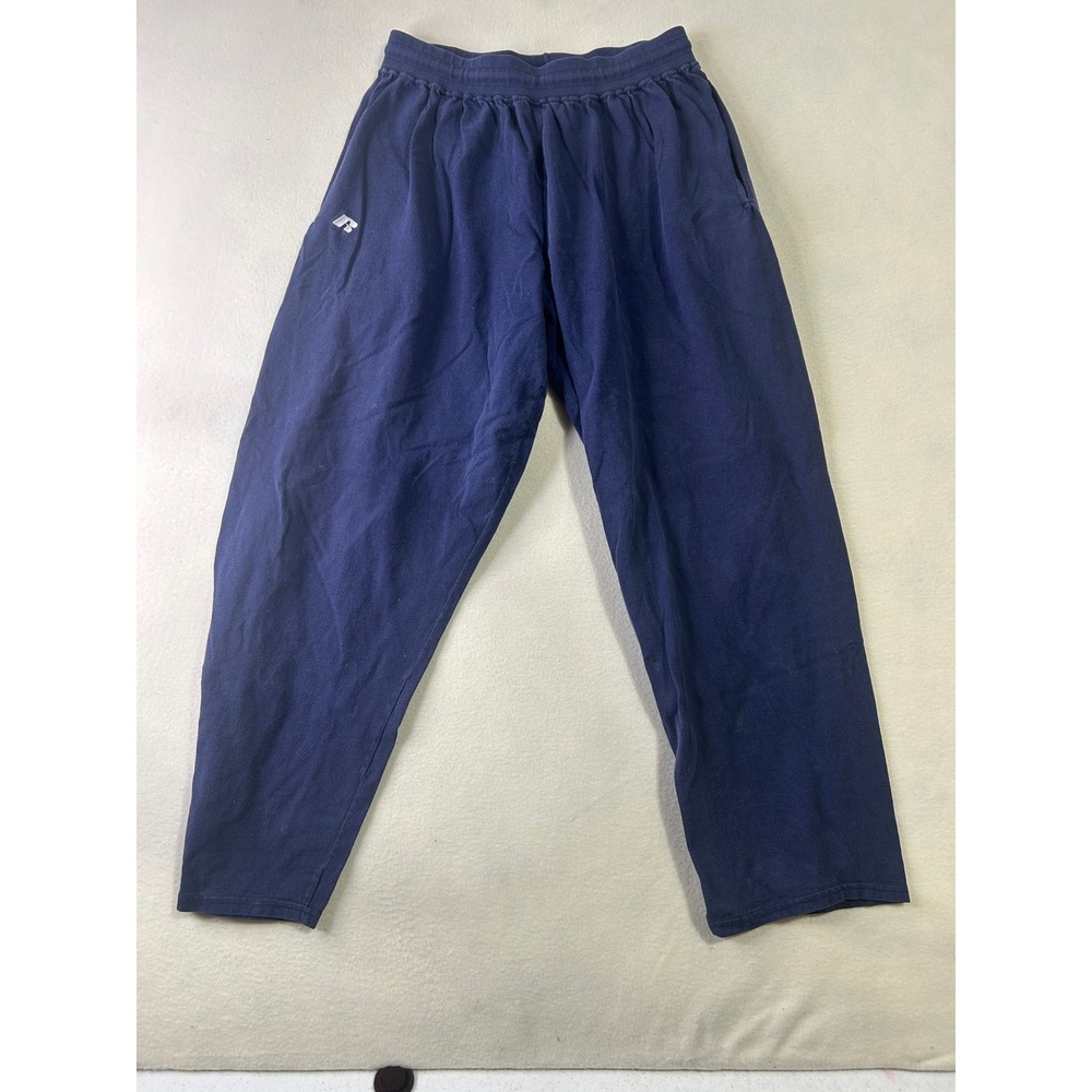 Russell Athletic Navy Blue Sweatpants Mens Large Elastic Waist Pockets Joggers